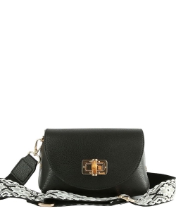 Guitar Strap Twist Lock Flap Crossbody Bag LD155